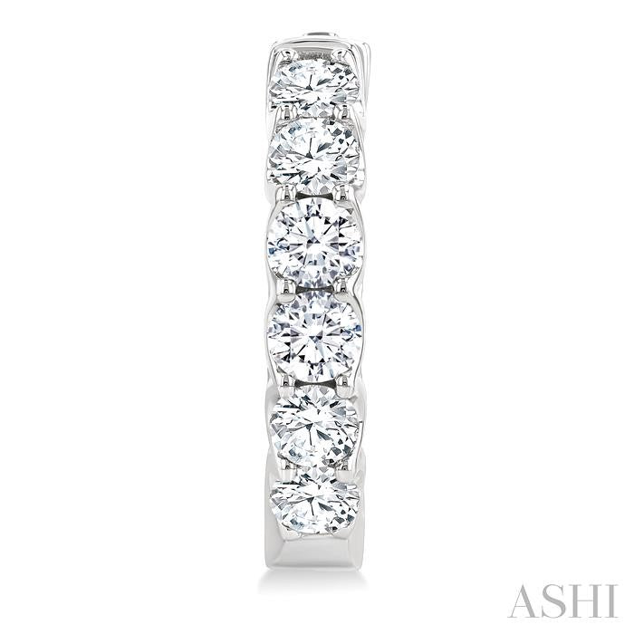 3 Ctw Inside-Out Embellished Round Cut Diamond Hoop Earrings in 14K White Gold