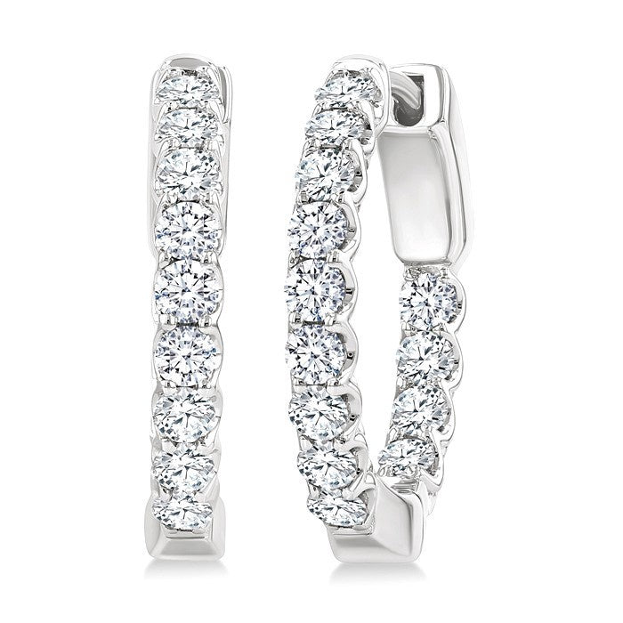 1 Ctw Inside-Out Round Cut Diamond Hoop Earrings in 18K White Gold