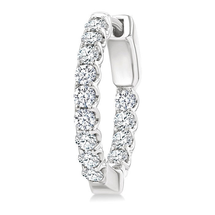 1 Ctw Inside-Out Round Cut Diamond Hoop Earrings in 18K White Gold