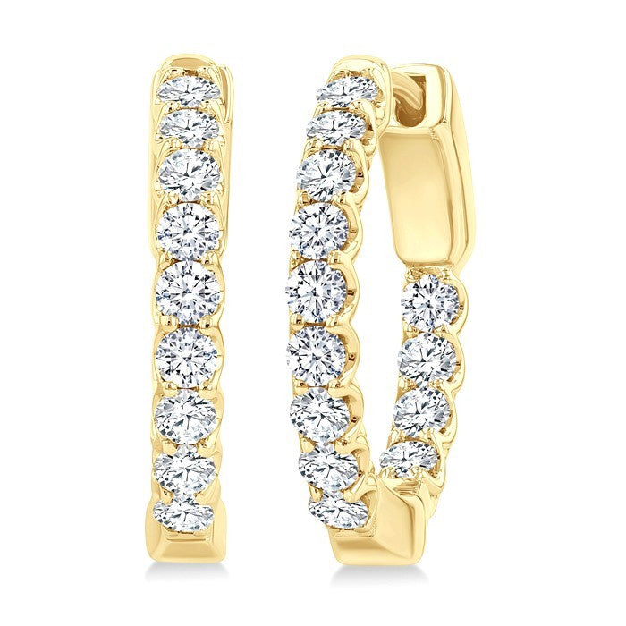1 Ctw Inside-Out Round Cut Diamond Hoop Earrings in 18K Yellow Gold