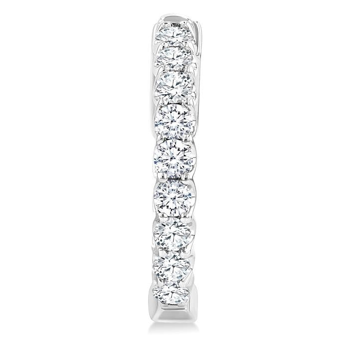1 Ctw Inside-Out Embellished Round Cut Diamond Hoop Earrings in 14K White Gold