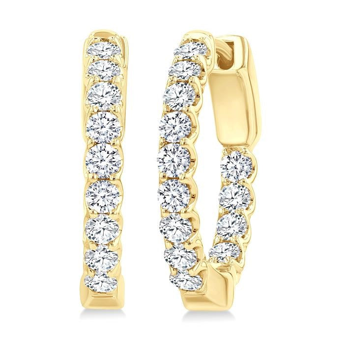 1 Ctw Inside-Out Embellished Round Cut Diamond Hoop Earrings in 14K Yellow Gold