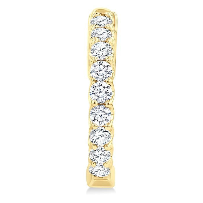 1 Ctw Inside-Out Embellished Round Cut Diamond Hoop Earrings in 14K Yellow Gold