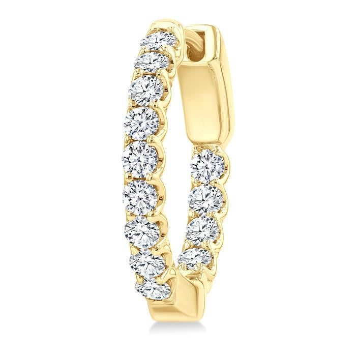 1 Ctw Inside-Out Embellished Round Cut Diamond Hoop Earrings in 14K Yellow Gold
