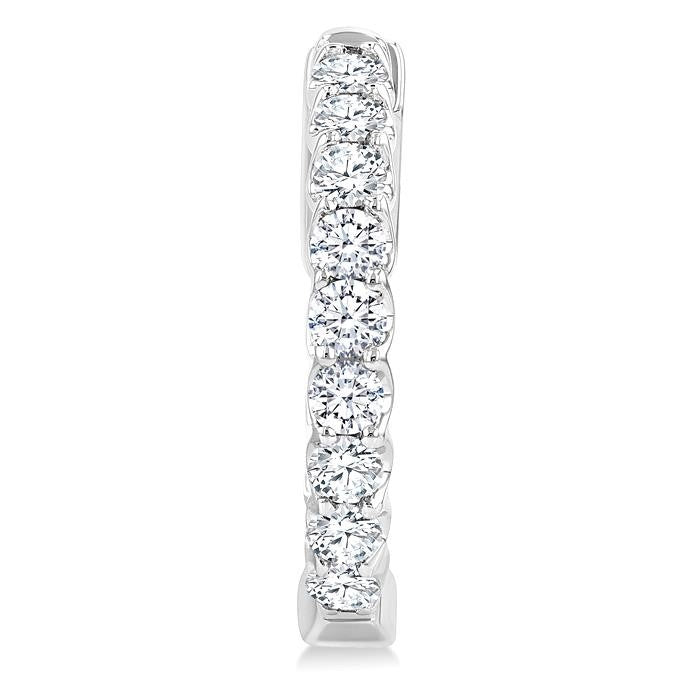 1 Ctw Inside-Out Embellished Round Cut Diamond Hoop Earrings in 14K White Gold