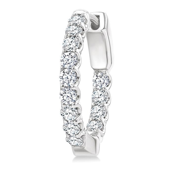 1 Ctw Inside-Out Embellished Round Cut Diamond Hoop Earrings in 14K White Gold