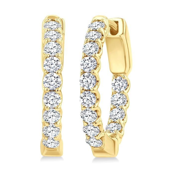 1 Ctw Inside-Out Embellished Round Cut Diamond Hoop Earrings in 14K Yellow Gold