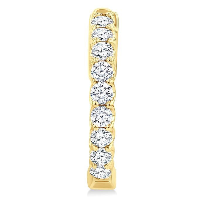 1 Ctw Inside-Out Embellished Round Cut Diamond Hoop Earrings in 14K Yellow Gold