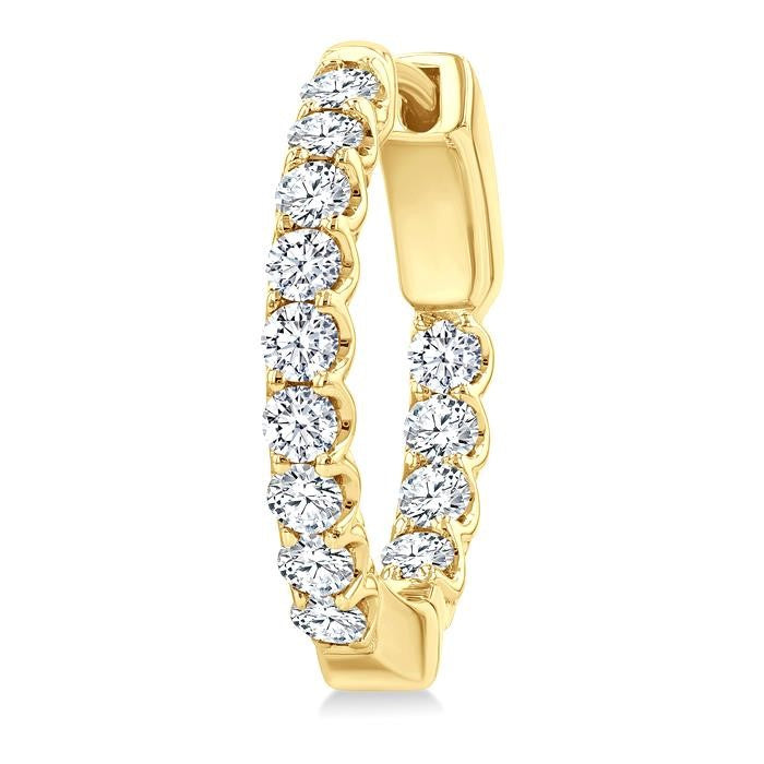 1 Ctw Inside-Out Embellished Round Cut Diamond Hoop Earrings in 14K Yellow Gold