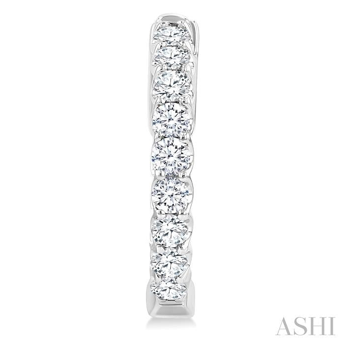 1 Ctw Inside-Out Embellished Round Cut Diamond Hoop Earrings in 14K White Gold