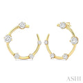 1 Ctw Open Circle Round Cut Diamond Fashion Half Hoop Earrings in 14K Yellow Gold