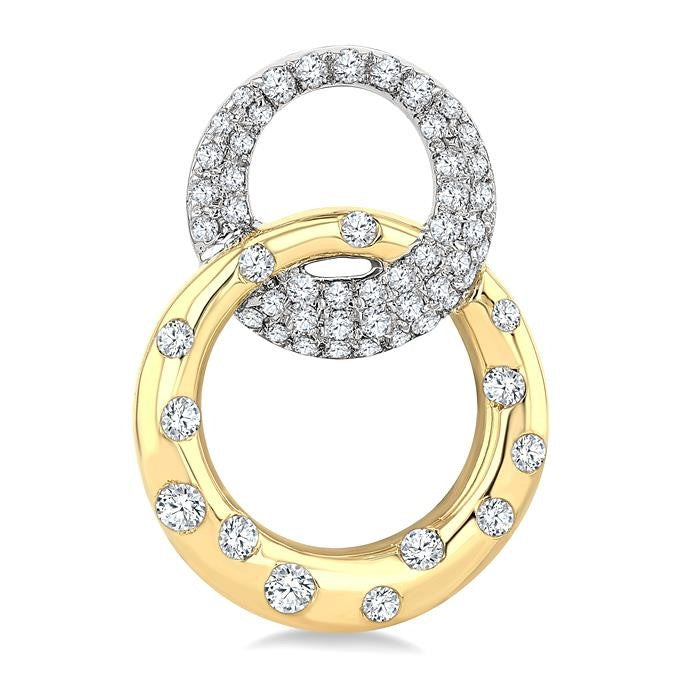 1/2 Ctw Round Cut Diamond Interlocked Mosaic Circle Fashion Earrings in 14K Yellow and White Gold