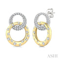 1/2 Ctw Round Cut Diamond Interlocked Mosaic Circle Fashion Earrings in 14K Yellow and White Gold