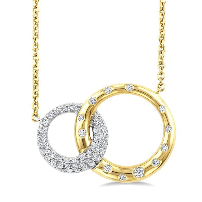 1/3 Ctw Round Cut Diamond Interlocked Circle Mosaic Fashion Pendant With Chain in 14K Yellow and White Gold