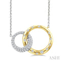1/3 Ctw Round Cut Diamond Interlocked Circle Mosaic Fashion Pendant With Chain in 14K Yellow and White Gold