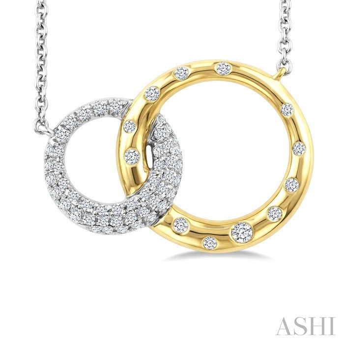1/3 Ctw Round Cut Diamond Interlocked Circle Mosaic Fashion Pendant With Chain in 14K Yellow and White Gold