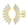 1/3 Ctw Bar-Shaped Accent Arc Round Cut Diamond Fashion Ear Climber in 14K Yellow Gold