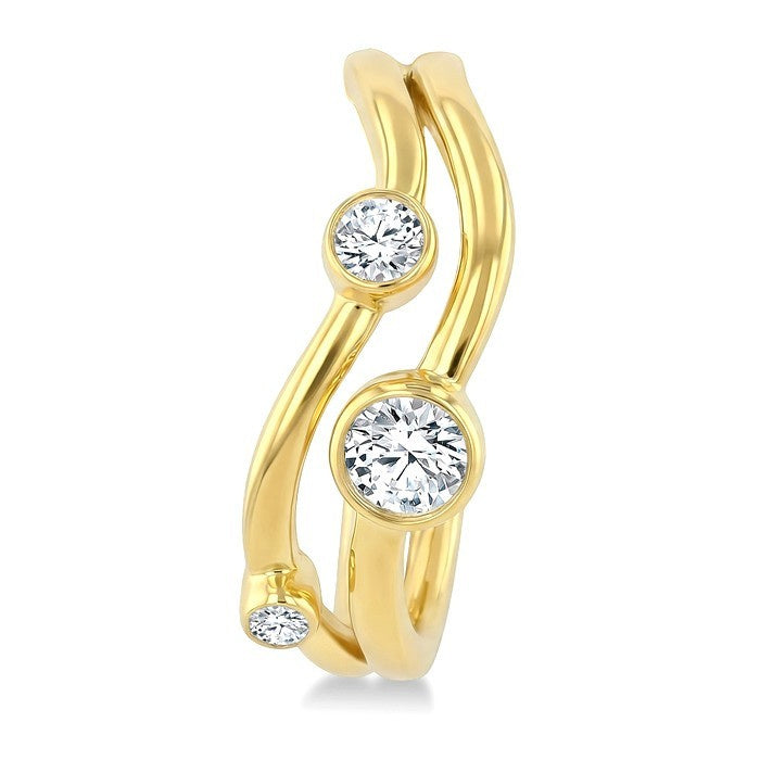 1/4 Ctw Bezel Set Round Cut Diamond Fashion Half Hoop Earrings in 14K Yellow Gold
