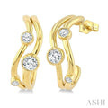 1/4 Ctw Bezel Set Round Cut Diamond Fashion Half Hoop Earrings in 14K Yellow Gold