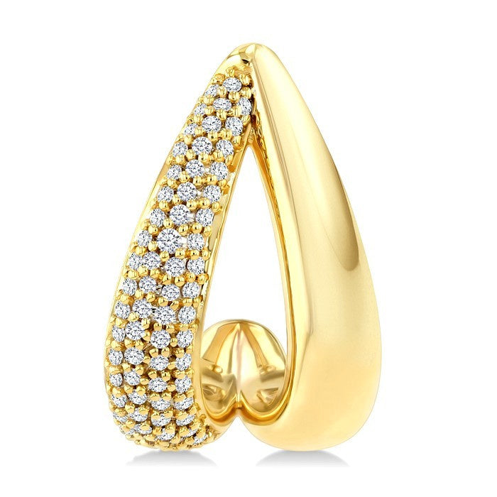 3/8 Ctw Round Cut Diamond Aeris Gold Fashion Half Hoop Earrings in 14K Yellow Gold