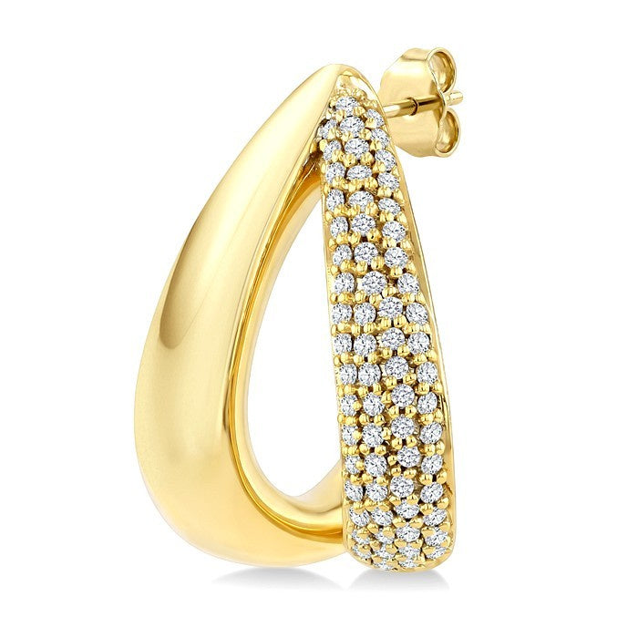 3/8 Ctw Round Cut Diamond Aeris Gold Fashion Half Hoop Earrings in 14K Yellow Gold