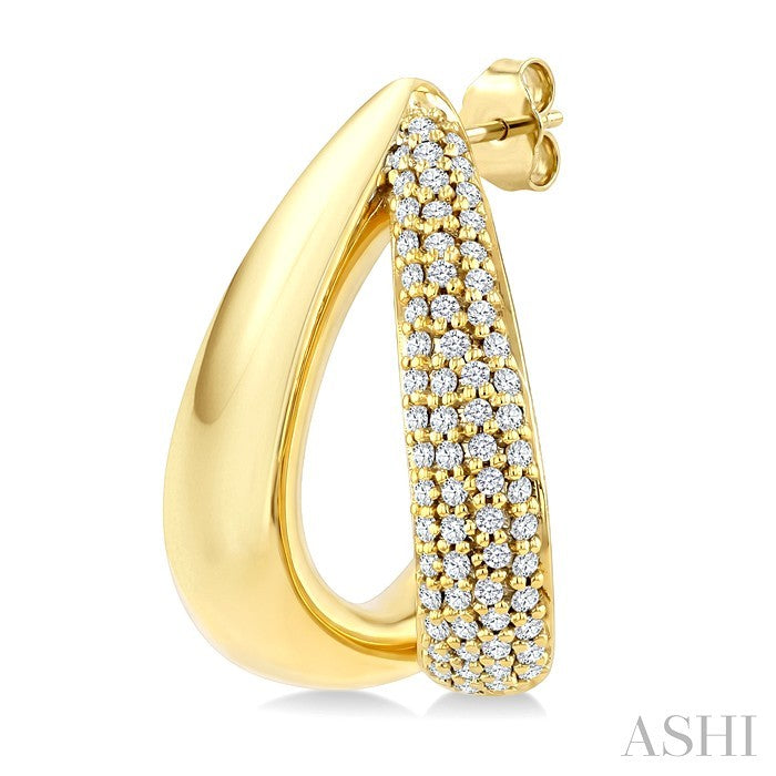 3/8 Ctw Round Cut Diamond Aeris Gold Fashion Half Hoop Earrings in 14K Yellow Gold