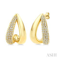 3/8 Ctw Round Cut Diamond Aeris Gold Fashion Half Hoop Earrings in 14K Yellow Gold