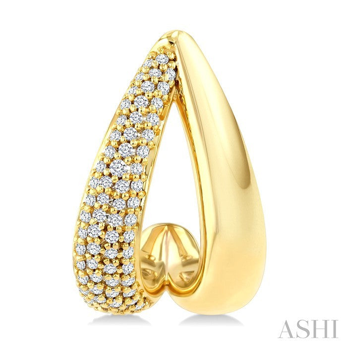 3/8 Ctw Round Cut Diamond Aeris Gold Fashion Half Hoop Earrings in 14K Yellow Gold