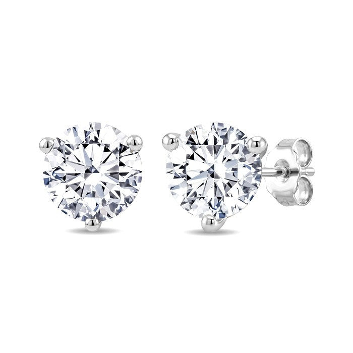 1 1/4 Ctw Round Cut Diamond Martini Stud Earrings in 14K White Gold