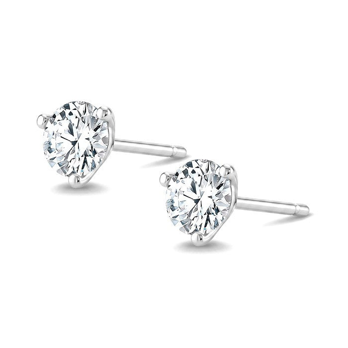1 1/4 Ctw Round Cut Diamond Martini Stud Earrings in 14K White Gold