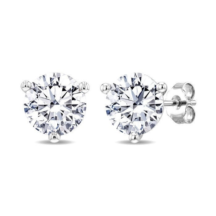 1 1/2 Ctw Round Cut Diamond Martini Stud Earrings in 14K White Gold