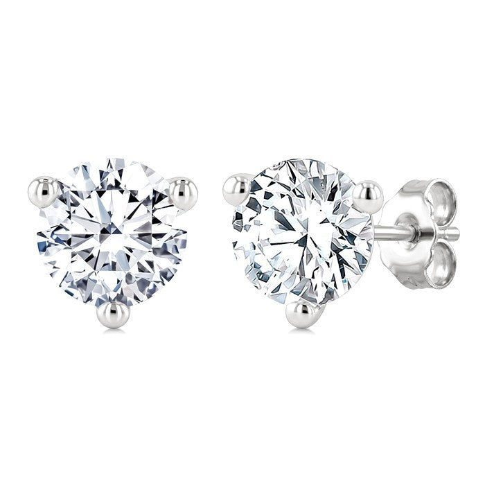 2 Ctw Round Cut Diamond Martini Stud Earrings in 14K White Gold