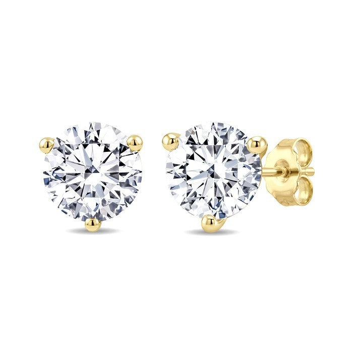 1 1/4 Ctw Round Cut Diamond Martini Stud Earrings in 14K Yellow Gold