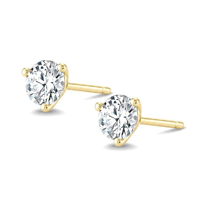 1 1/4 Ctw Round Cut Diamond Martini Stud Earrings in 14K Yellow Gold