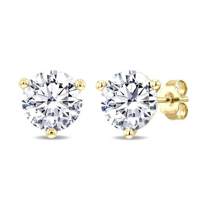 1 1/2 Ctw Round Cut Diamond Martini Stud Earrings in 14K Yellow Gold