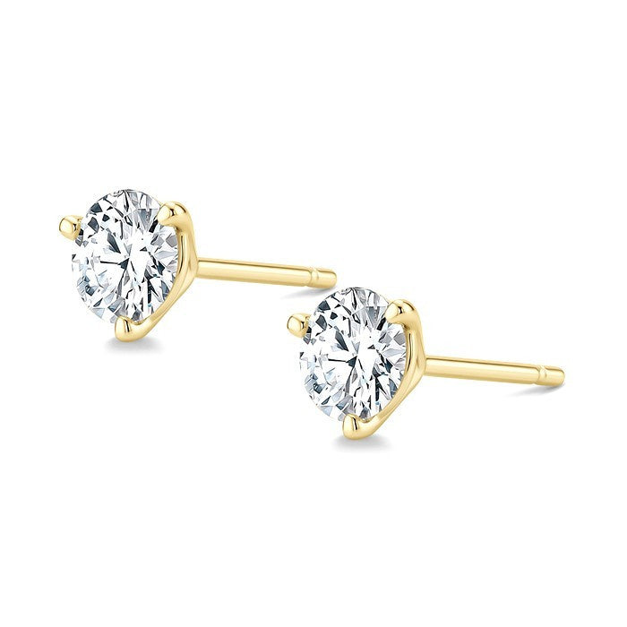 1 1/2 Ctw Round Cut Diamond Martini Stud Earrings in 14K Yellow Gold