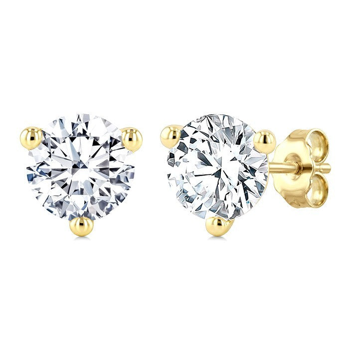 2 Ctw Round Cut Diamond Martini Stud Earrings in 14K Yellow Gold