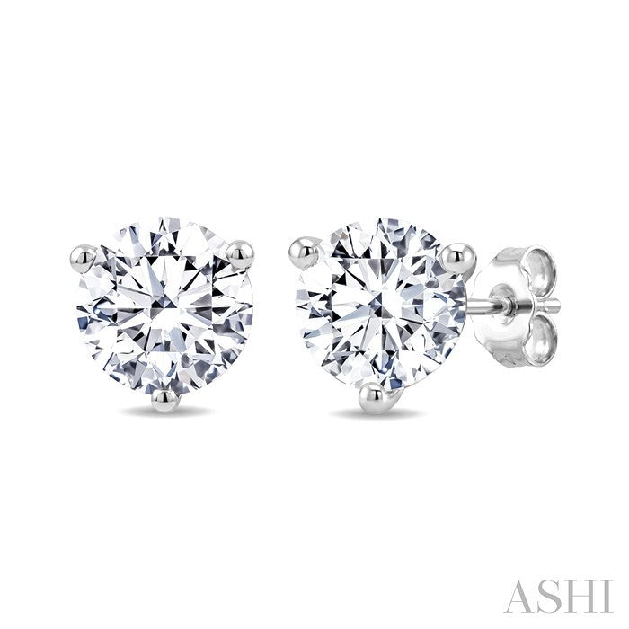 1 1/4 Ctw Round Cut Diamond Martini Stud Earrings in 14K White Gold