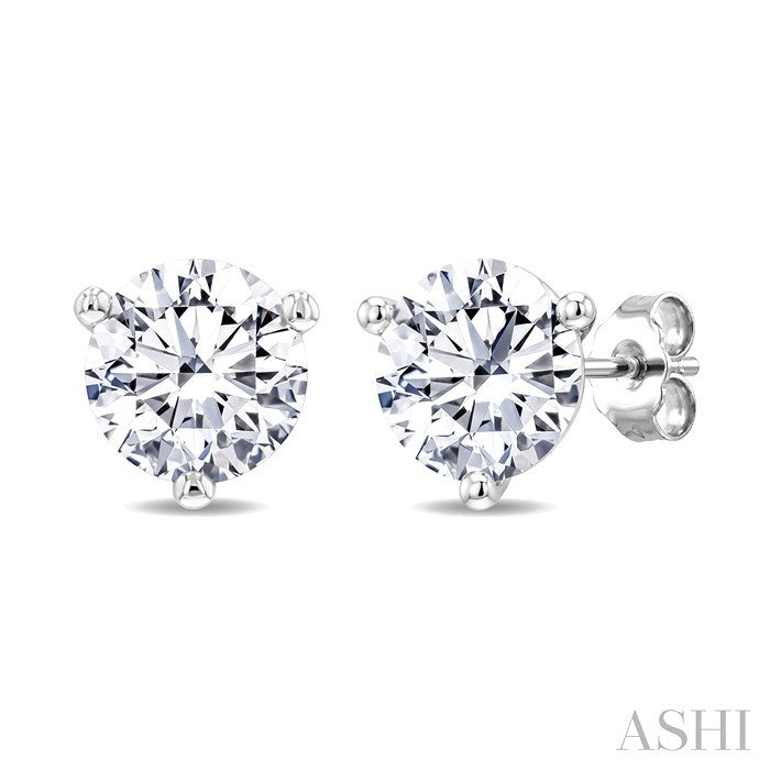 1 1/2 Ctw Round Cut Diamond Martini Stud Earrings in 14K White Gold