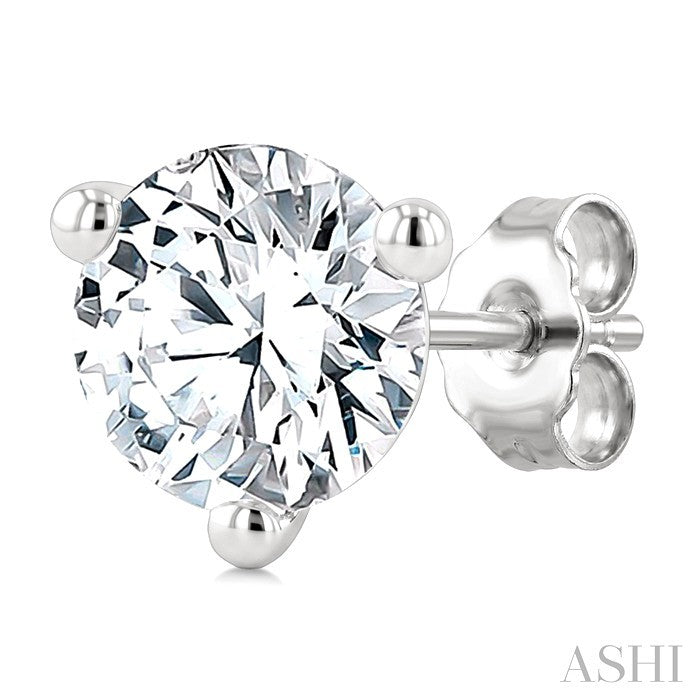 2 Ctw Round Cut Diamond Martini Stud Earrings in 14K White Gold