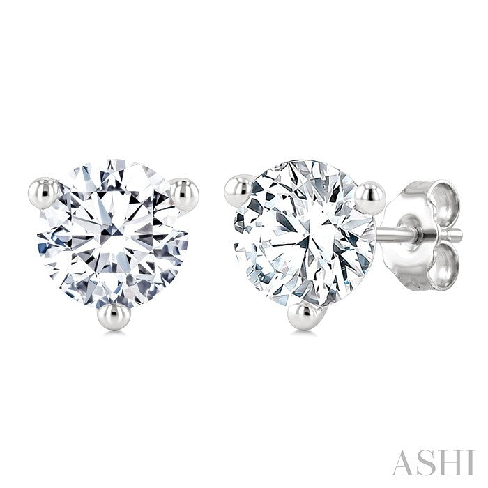 2 Ctw Round Cut Diamond Martini Stud Earrings in 14K White Gold