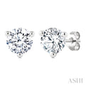 2 Ctw Round Cut Diamond Martini Stud Earrings in 14K White Gold