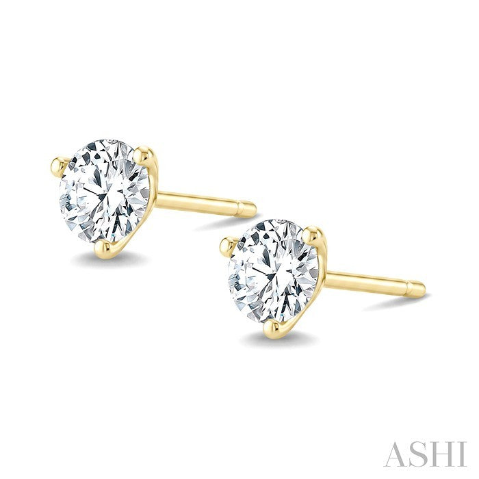 1 1/4 Ctw Round Cut Diamond Martini Stud Earrings in 14K Yellow Gold