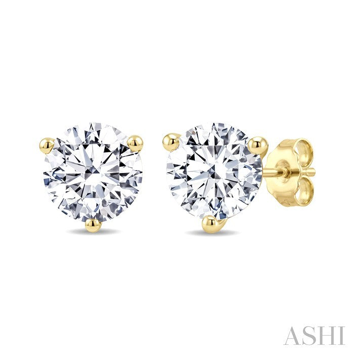 1 1/4 Ctw Round Cut Diamond Martini Stud Earrings in 14K Yellow Gold