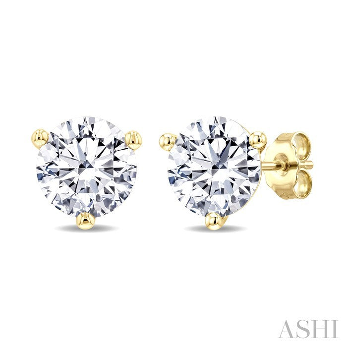 1 1/2 Ctw Round Cut Diamond Martini Stud Earrings in 14K Yellow Gold