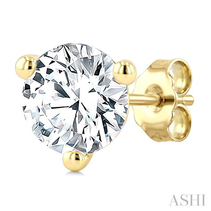 2 Ctw Round Cut Diamond Martini Stud Earrings in 14K Yellow Gold
