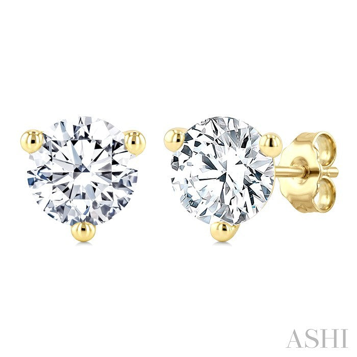 2 Ctw Round Cut Diamond Martini Stud Earrings in 14K Yellow Gold