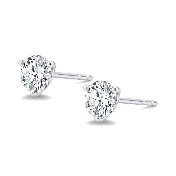 1 Ctw Round Cut Diamond Martini Stud Earrings in 14K White Gold