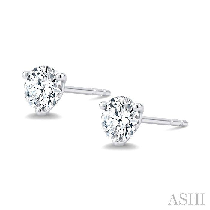1 Ctw Round Cut Diamond Martini Stud Earrings in 14K White Gold