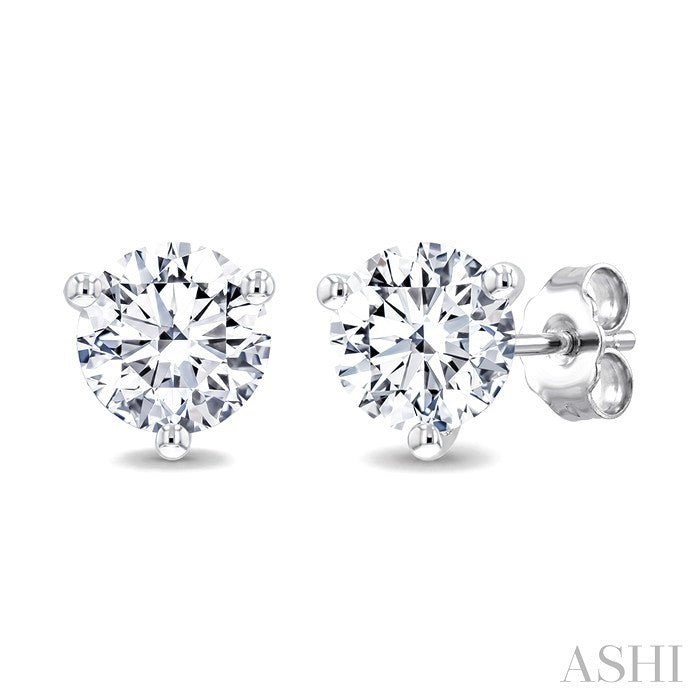 1 Ctw Round Cut Diamond Martini Stud Earrings in 14K White Gold
